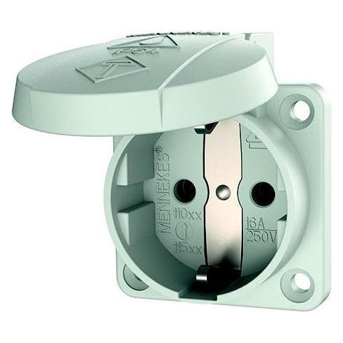 Mennekes 11010 SCHUKO-Anbausteckdose mit Klappdeckel 16A 2p+E 230V IP54 grau (11010)