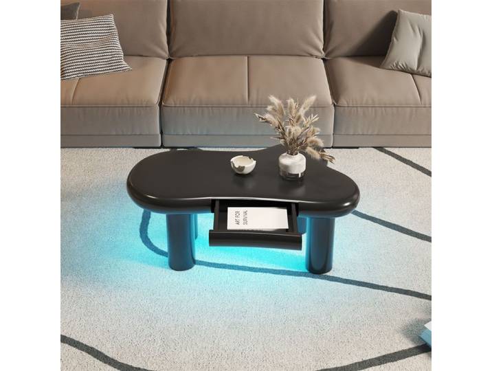 Table basse - DREAMMESPACE - Nuage - LED 16 couleurs - MDF - Noir - 98x65.5x40cm