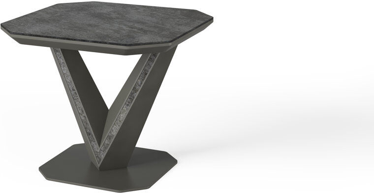 Ebern Designs Dusek Ceramic Top Pedestal Square Side Table Grey 60cm H X 60cm W X 50cm D