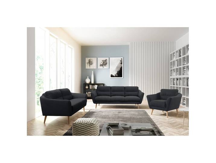 Sofa Lucinda I 2-Sitzer Grau/Dunkelgrau Webstoff Hanabi 158 x 87 x 88cm Beige Skandi