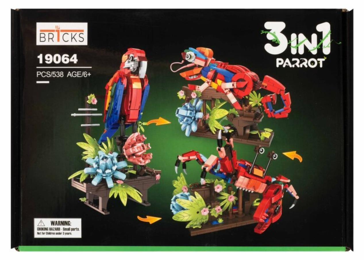 Br1cks Bouwblokken Set Papegaai 3-in-1