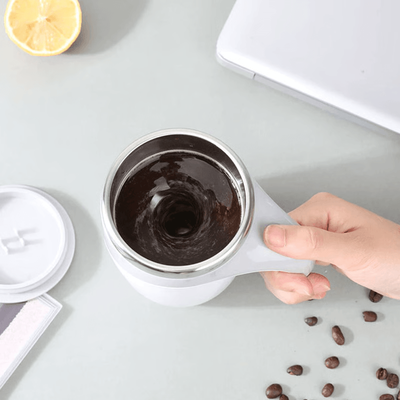 Uplift Essentials Rechargeable Magnetic Coffee Mug, Effortless Stirring For Smooth Drinks Anytime white