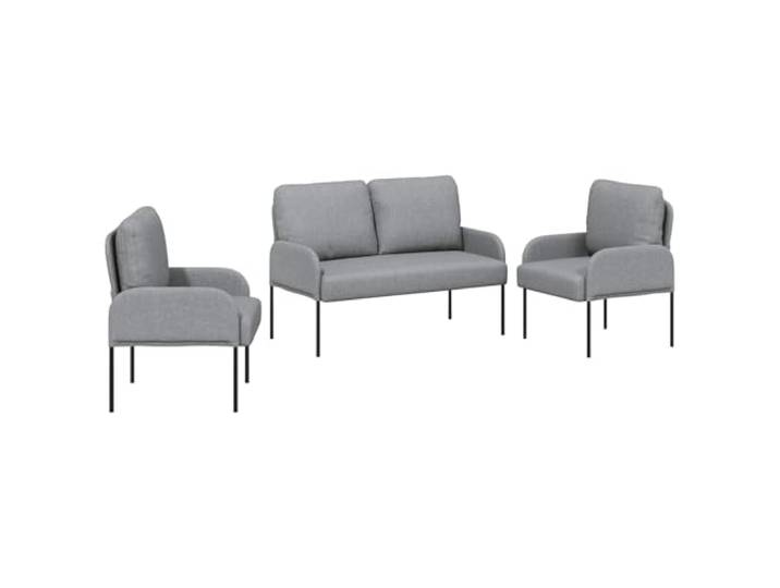 IBUQDDV Sofagarnituren 3 STK Hellgrau Sperrholz Polyester Bezug, Metallbeine, Bullnose-Kissen, Schienenarmlehnen, 115x56x80 cm, leicht beweglich, einfache Pflege, Wohnzimmer