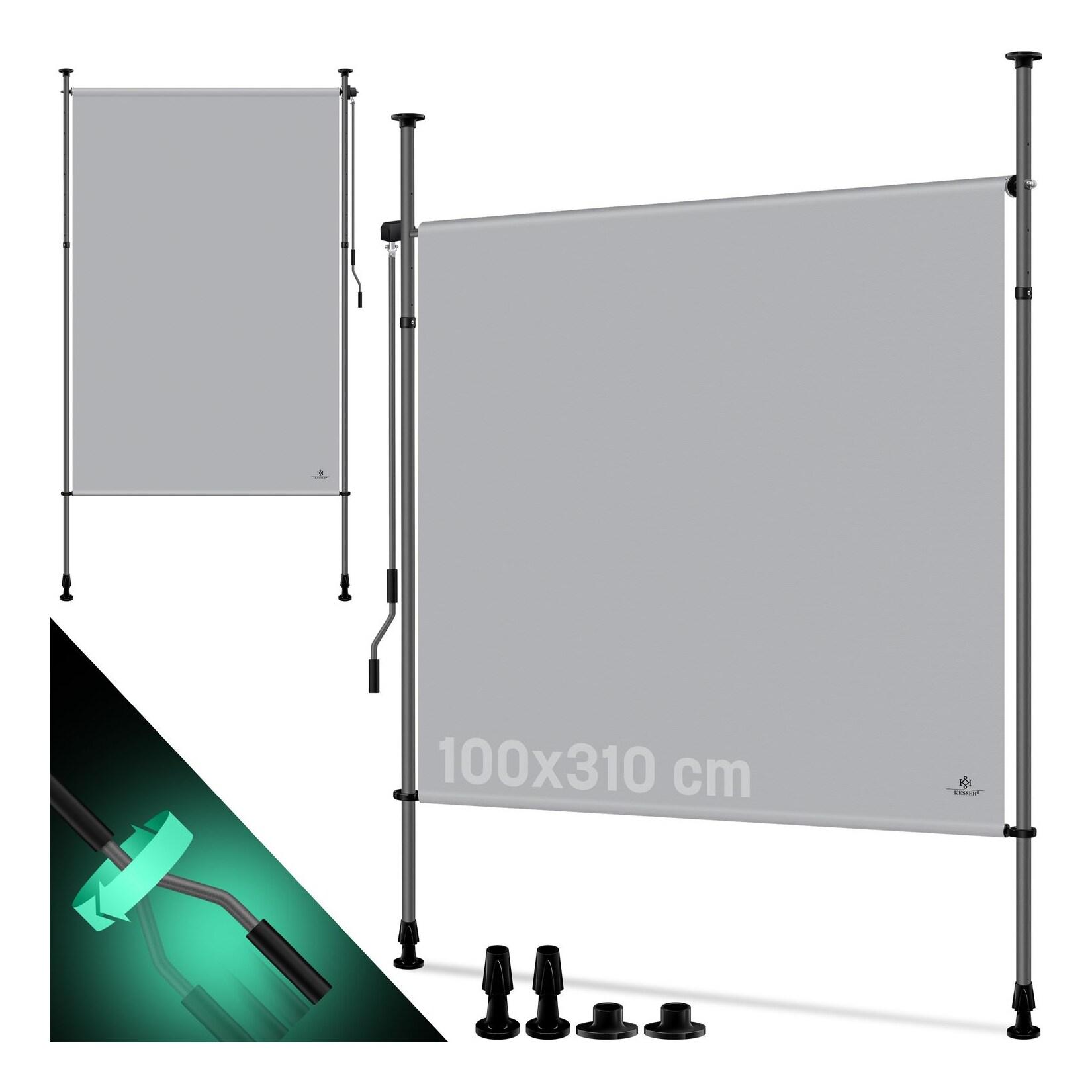 KESSER® Klemmmarkise Senkrechtmarkise außen Ausziehbar & Blickdicht Vertikalmarkise mit Handkurbel ohne Bohren Balkon-Sichtschutz & Windschutz für Garten & Terrasse Wasserfest