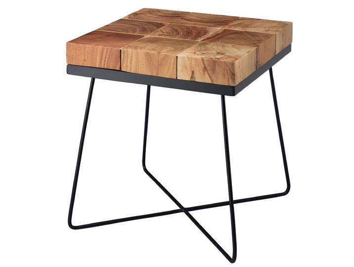 Beistelltisch 45 x 45 cm schwarz/ Akazie