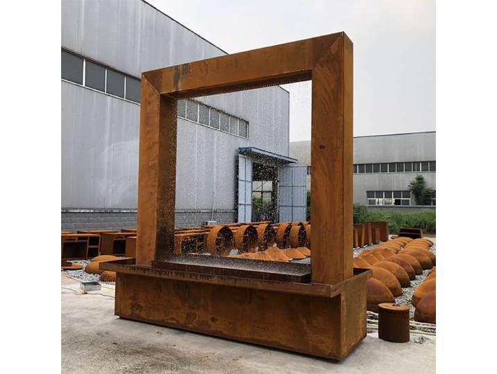 EXW – rideau de pluie en acier Corten, conception de porte avec pompe de recirculation pour décoration extérieure de paysage de jardin