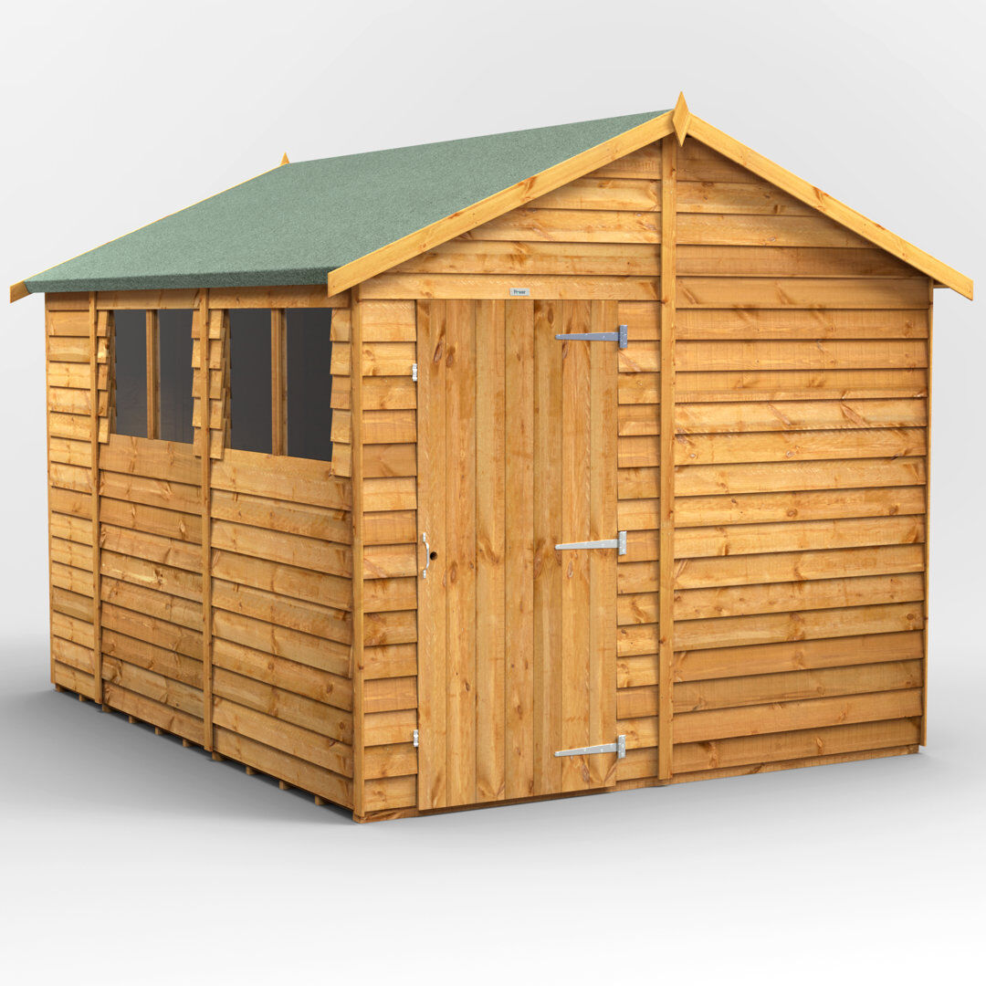 Powersheds 10 x 8ft Timber Overlap Garden Shed Golden Brown 258cm W X 325.2cm D X 239.1cm H