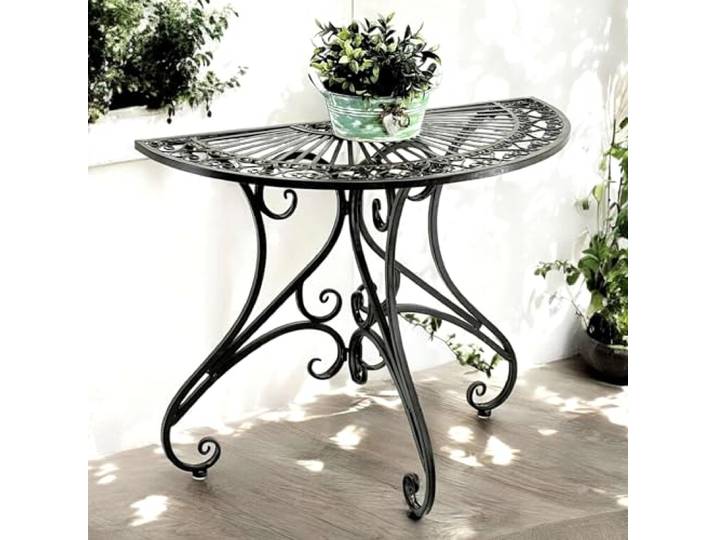 DanDiBo Wandtisch Tisch Halbrund Flurtisch Konsolentisch Metall Braun Beistelltisch Wand 90 cm Vigo 19511 Vintage Antik