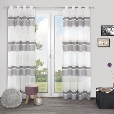 Gardine DECOLIFE "Vilmar" Gr. 1, grau (anthrazit, grau, weiß), B:135cm H:245cm, Wirkware, Polyester, Gardinen, Gardine, mit schmalen und breiten Streifen