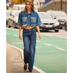 MAC Wide Leg Jeans in Fashion-Blue mit Bügelfalte-D36 / L34
