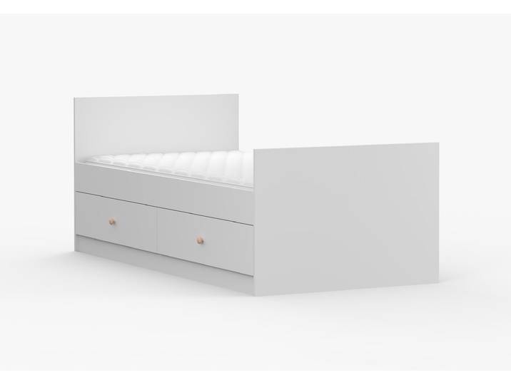 Bett 90x200 OLAF I Weiß Weiß Rosa