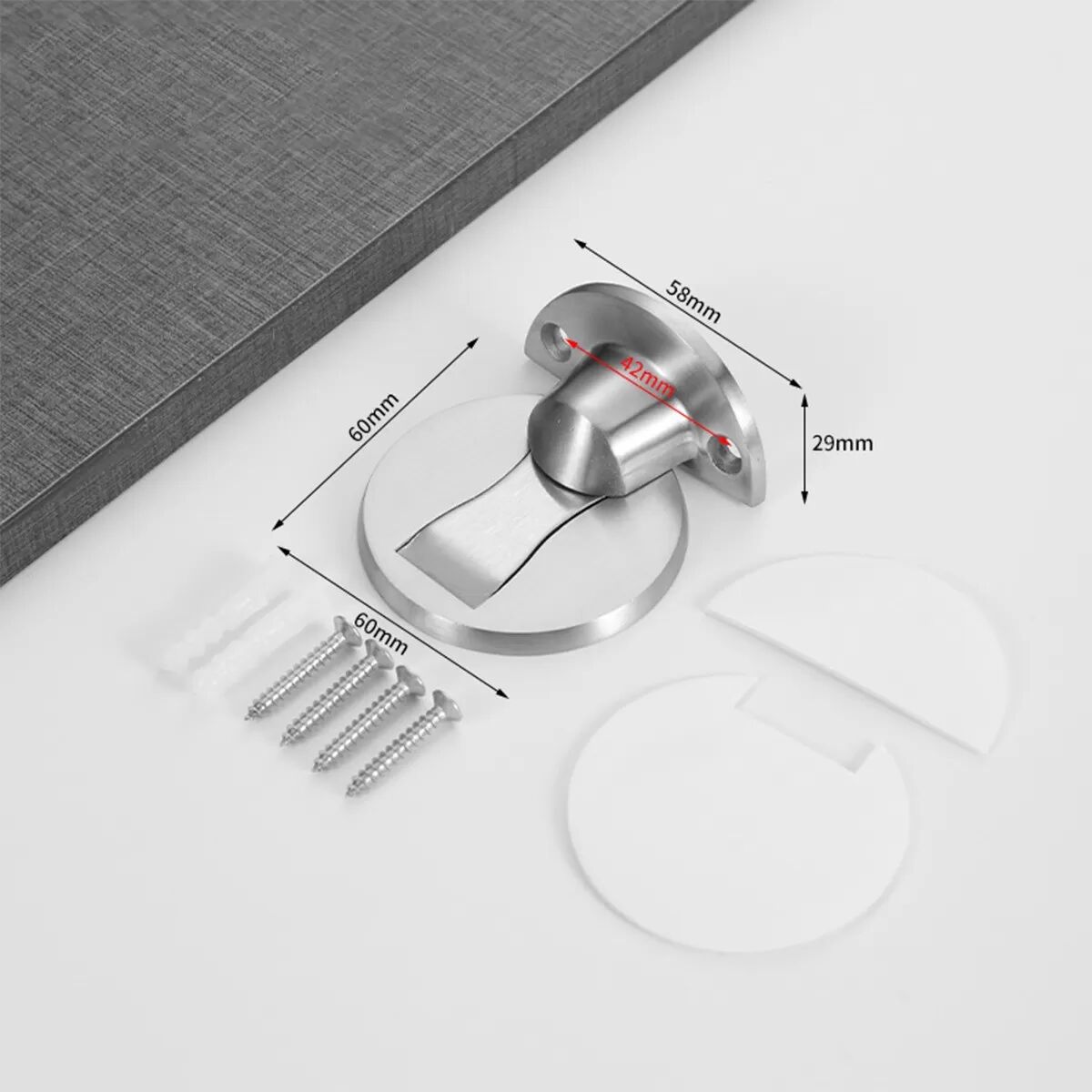 INF Unsichtbarer magnetischer Türstopper aus 304 Edelstahl mit 3M-Kleber und Schrauben Silber