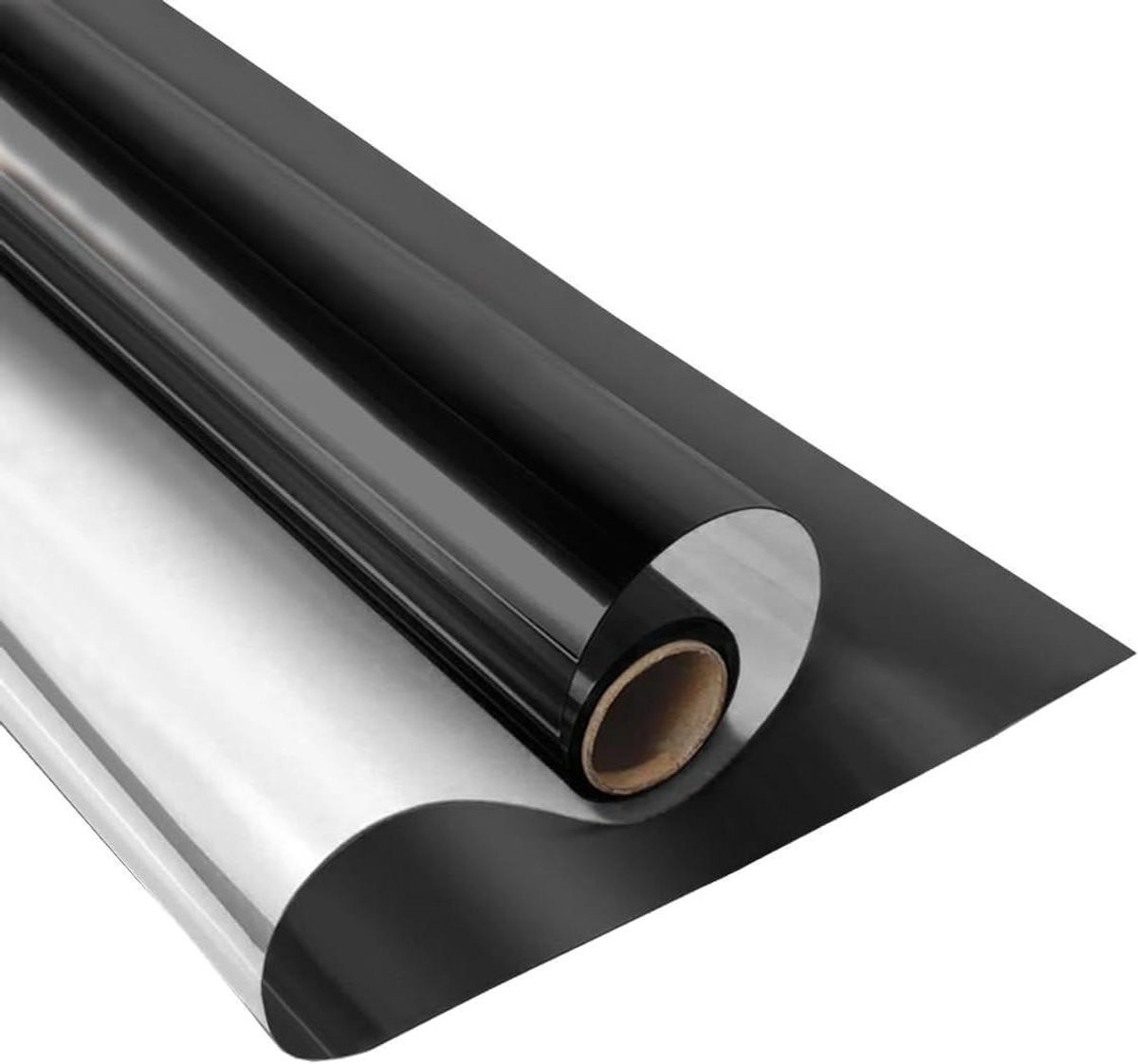 Merkloze Zwart Zilver Spiegelfolie voor Zonwering en Privacy, 60 x 400 cm
