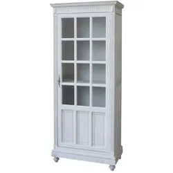 Chic Antique Vitrinenschrank mit Glaselement in der Tür, 66 x 37,5 x 173 cm, antique weiß