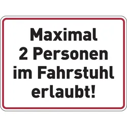 Hinweisschild, Maximal 2 Personen im Fahrstuhl erlaubt!, Folie, 150 x 200 mm - 200x150 mm Folie selbstklebend