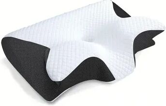 Youfap Market Comfortable Butterfly Sleep Memory Neck Pillow, Slow Rebound Memory Foam Pillow, Orthopedic Cervical Neck Massage black
