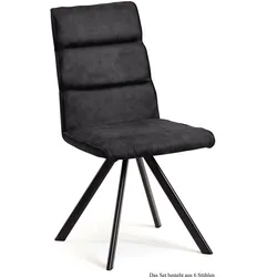 ESSZIMMERSTUHL (6er-Set) Ddene 47x92x60 Schwarz/Anthrazit