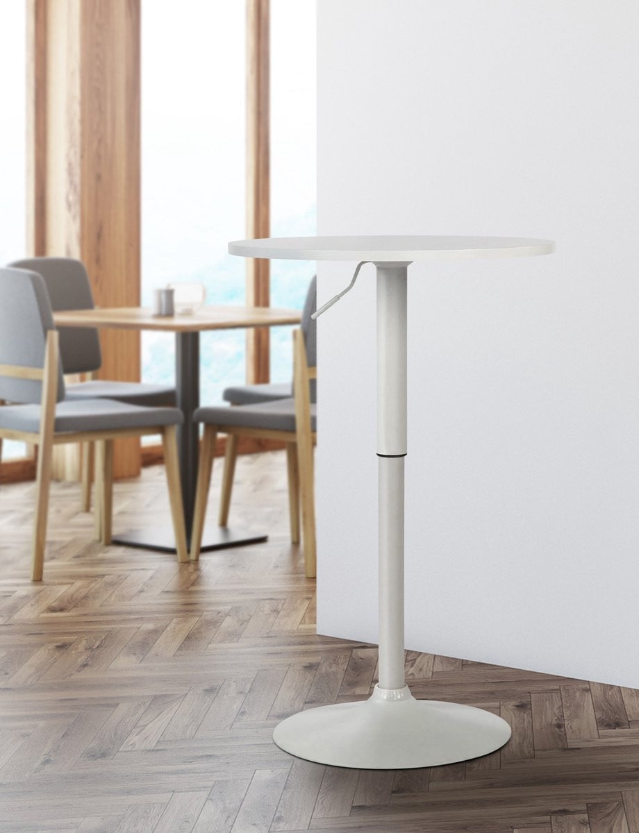 CLP Lamoni Bartafel - In hoogte verstelbare ronde bistrotafel - Wit/Wit