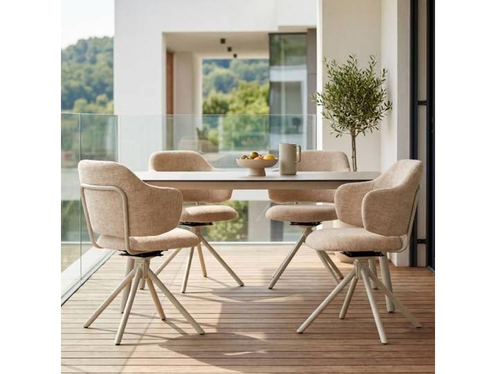 Wahson Chaises de Salle à Manger Pivotante Lot de 4 Chaises de Cuisine en Chenille Chaises de Salon Moderne Rembourrées Jaune