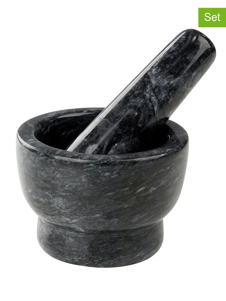Fackelmann 2tlg. Set: Mörser und Stößel "Various" in Anthrazit - (H)7 x Ø 9,5 cm - onesize