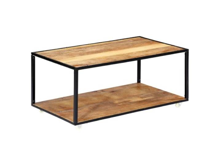 LKJephalotrop Couchtisch Altholz Massiv mit Rollen 90x50x40 cm Rustikaler Beistelltisch für Wohnzimmer, Unikat aus recyceltem Holz & Metallgestell, untere Ablageplatte, fertig montiert