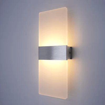 Inspire Picks LumiEdge Modern LED Wall Lamp Minimalist Aluminum Acrylic Wall Sconce silver 12w cool White(5500 7000k)