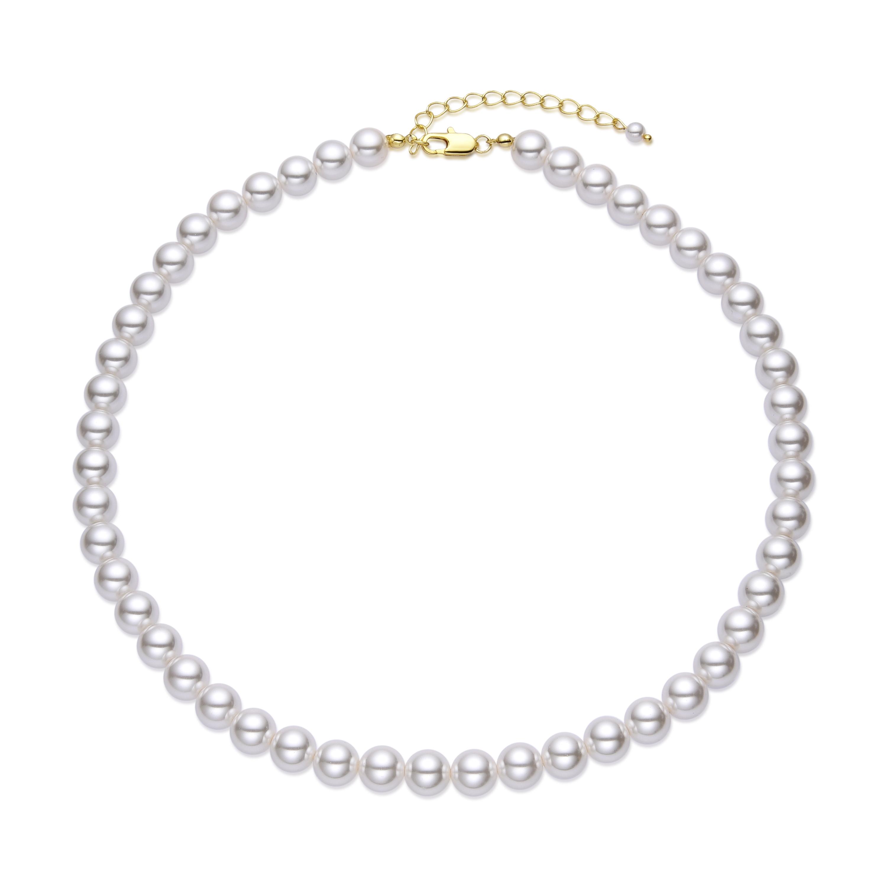Luxenter Halskette mit weißer Perle, 18 Karat Gold-Finish – Jamel