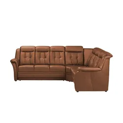 Polstermöbel Oelsa Komfort-Ecksofa aus Leder  Andorra , orange , Maße (cm): B: 272 H: 99 T: 238.0