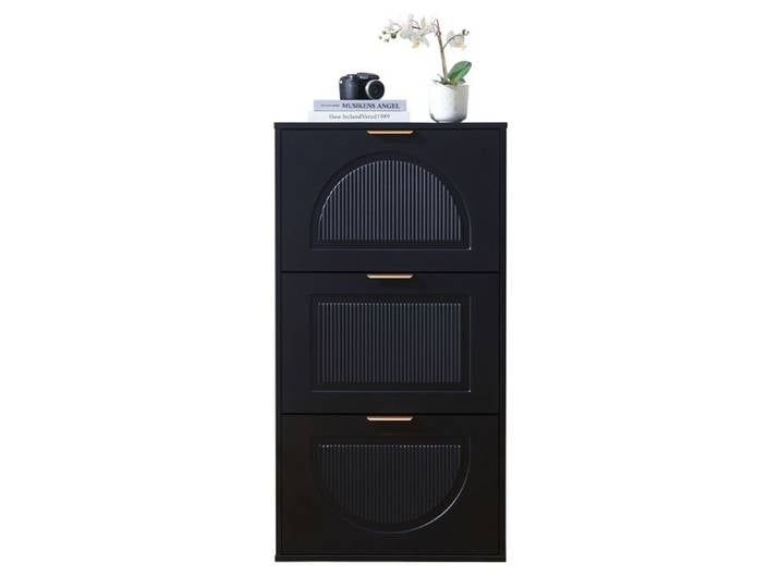 Meuble à chaussures étroit à 3 abattants armoire à chaussures meuble à chaussures pour couloir ou salon 60 x 24 x 114 cm Noir
