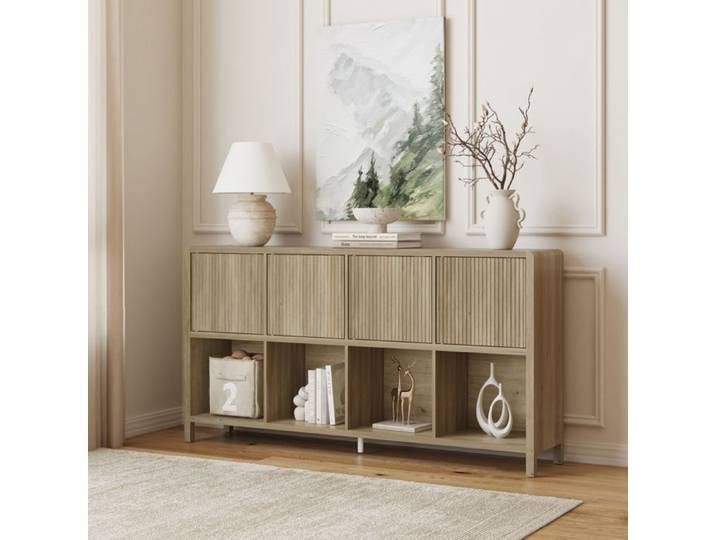 Commode Lukkodso 77 x 145 x 30 cm effet chêne clair moyen