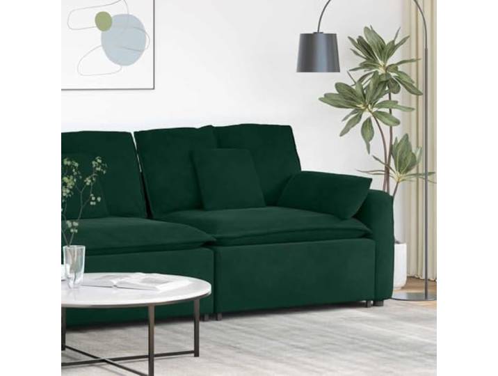 LPERTGFHU Modulares Sofa mit Armlehne, Samt Polsterung, Dunkelgrün, 100 cm Wohnzimmer Sitzmöbel, Metallrahmen, Inklusive Kissen, Modular erweiterbar
