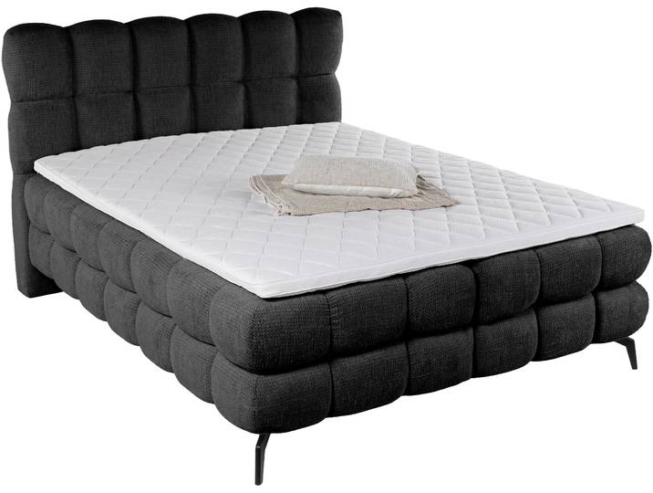 Boxspringbett DUOMO schwarz 160x200cm halbfest