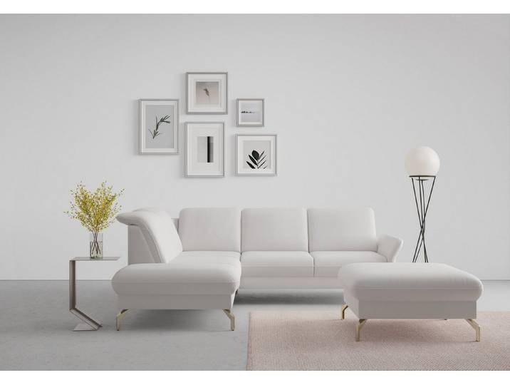 sit&more Ecksofa Fashion L-Form, wahlweise mit Kopfteilverstellung, Vorziehsitz, motorisch, Nickelfüße