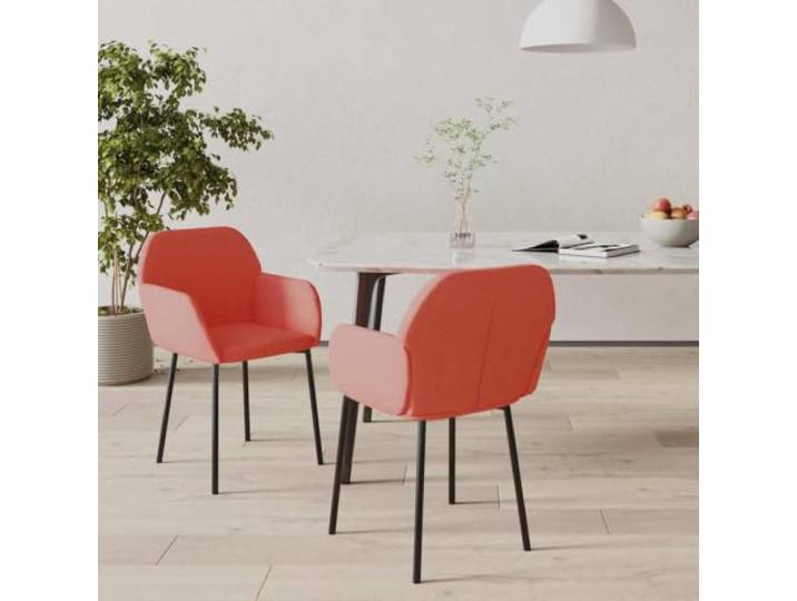 HMDNGOUT Esszimmerstühle 2 STK. Rosa Samt mit Armlehne und Metallrahmen Samtbezug,Metall- und Sperrholzrahmen,Schaumstoffpolsterung,ergonomische Armlehne und Rückenlehne,max. 110 kg pro Sitzplatz