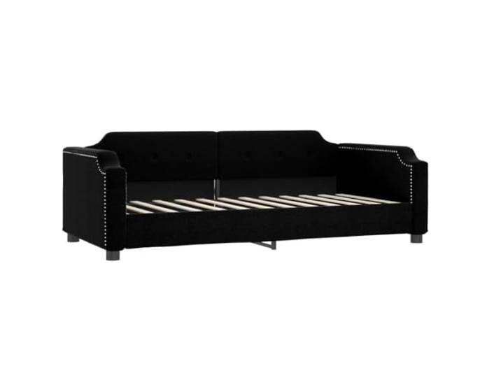 KTHLBRH Schlafsofa mit Matratze, schwarz, 90 x 190 cm, aus Stoff Struktur aus Holz und Metall, komfortabler Schaumstoff, Lattendesign, Wohnzimmer und Schlafzimmer