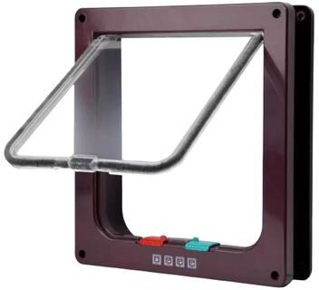 Uplift Picks 4 Way Lock Cat Flap Door For Kittens And Small Pets brown s