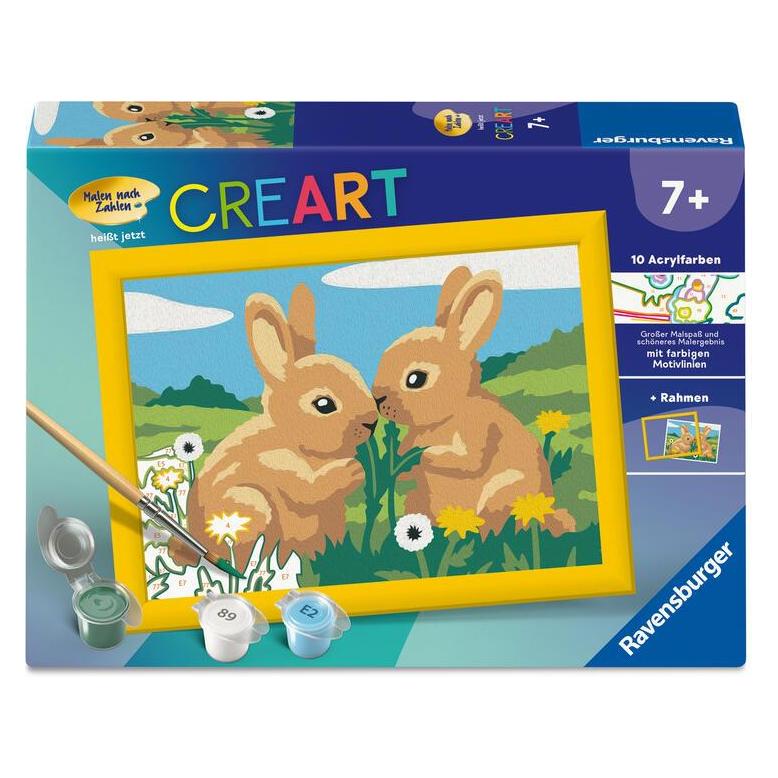 Ravensburger CreArt, Malen nach Zahlen Kinder - Hasenfreunde (23124)