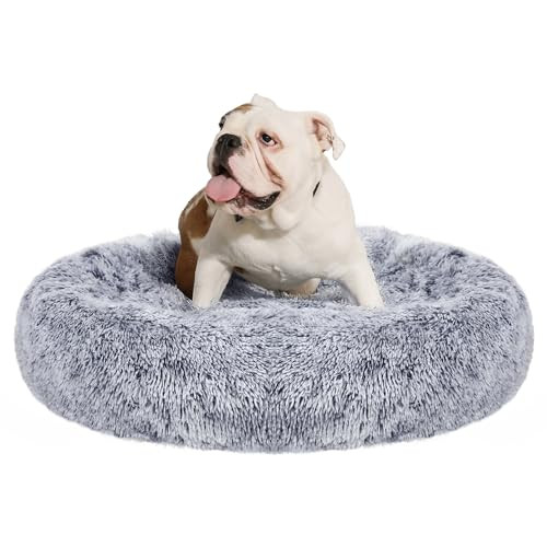 Feandrea Hondenbed en Kattenbed Donutkussen, Ombré-grijs, Diameter: 90 cm