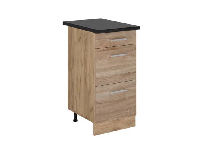 Vicco Küchenunterschrank R-Line, Sonoma, 40 cm 3 Schubladen · Arbeitsplatte Anthrazit · Höhenverst. Füße · Leichter Zugriff · Frei kombinierbar
