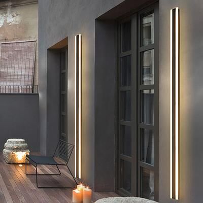 Silver Stone Store Aluminum Modern Waterproof Outdoor Long Strip LED Wall Lamp, Garden Porch Sconce Light, Stylish Outdoor Wall Light 80x8cm neutral Light 4000k