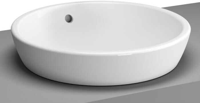 VitrA Bad Aufsatzschale Metropole d= 44,5cm, rund, ohne Hahnlochbank, geschliffen, weiß VC, mit Überlauf