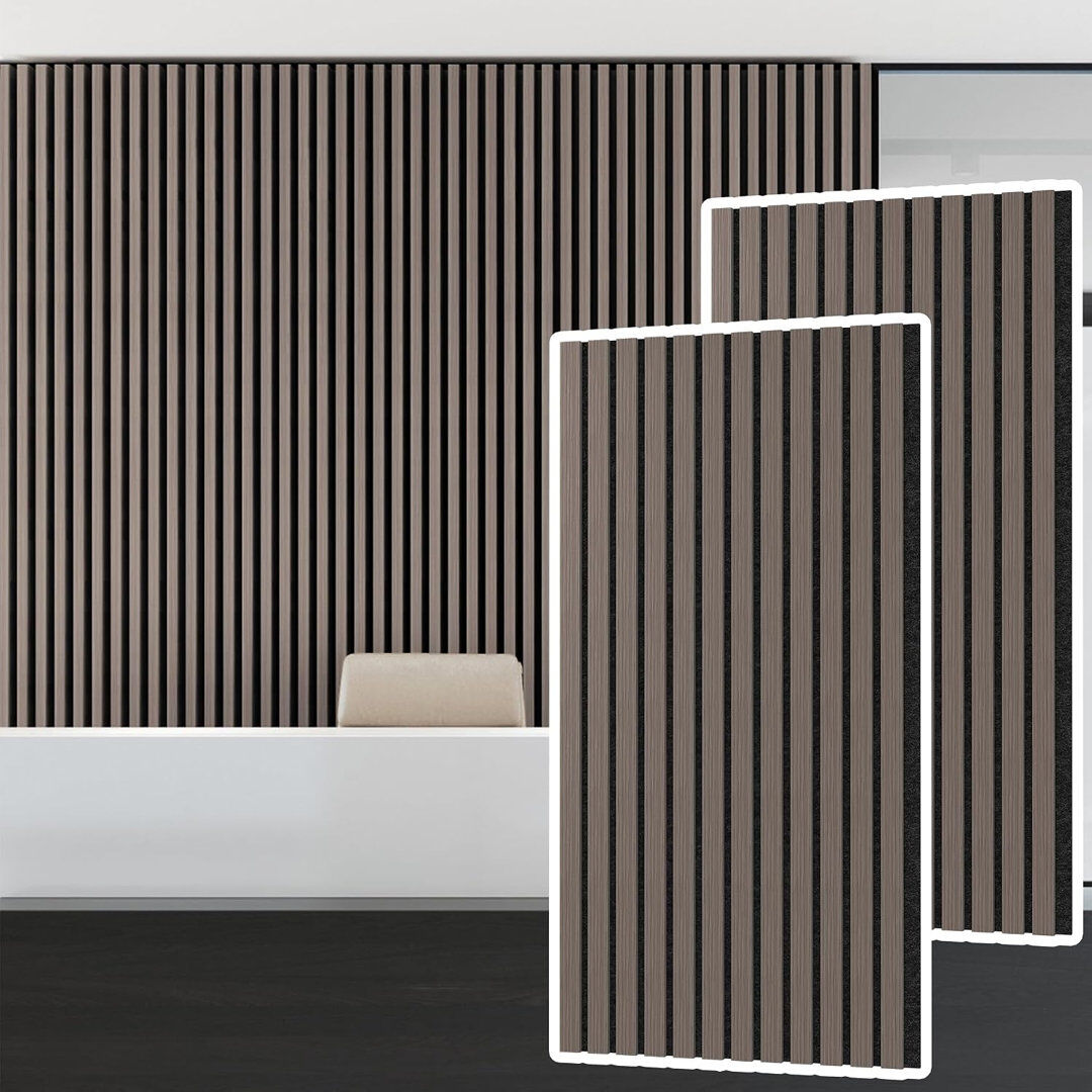 YEATHOR 2pcs Acoustic Wall Panels 120x60cm Sound Proofing Panels Acoustic Panels Wood-effect Finish Sound Absorption Pannelling for Conference Rooms Recording Brown