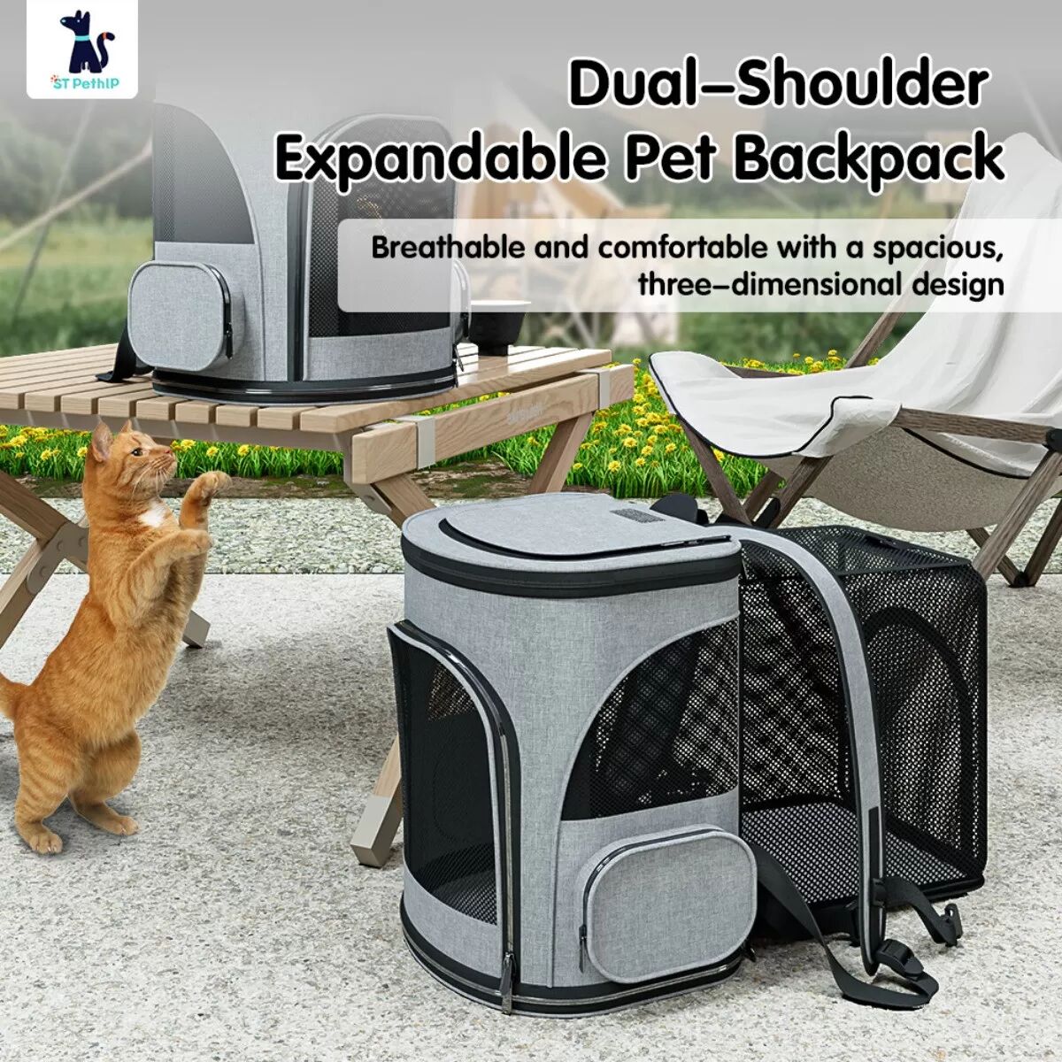 INF Sac de Transport Extensible pour Animaux : Tissu Oxford, Aéré et Résistant aux Griffes