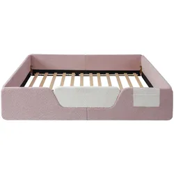 STILVORA Polsterbett Samt Rosa 140x190 cm, gewerblich geeignet, abnehmbare Seitengitter