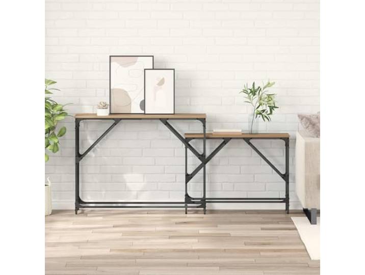 KLGBNCVE Konsolentisch 2er Set Artisan-Eiche 100x28x75 cm mit Metallrahmen Nesting-Design, Holzwerkstoff-Oberfläche, stabiler Metallrahmen, schlanke Form, vielseitig einsetzbar