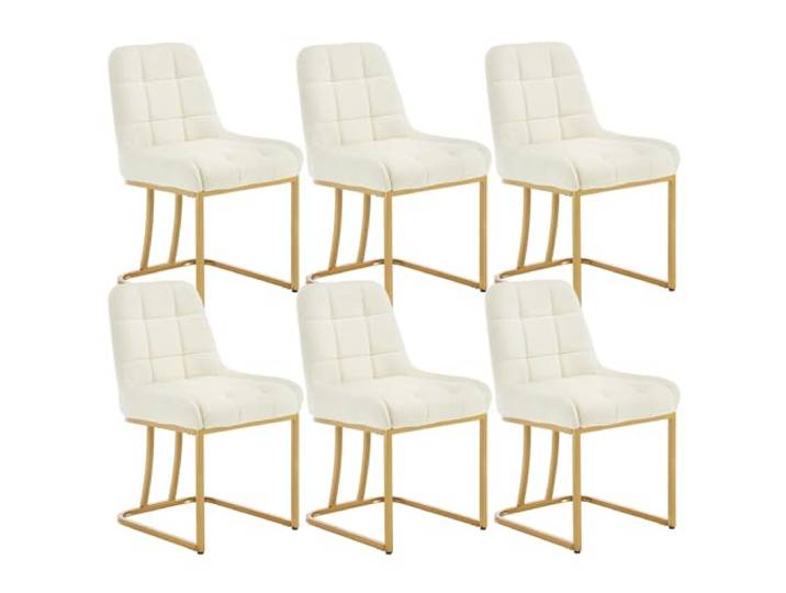 WOLTU Esszimmerstühle 6er Set, mit Metallgestell in Bogenform, Rückenlehne Küchenstühle gepolstert, Sitzfläche aus Samt, für Schlafzimmer Küche Wohnzimmer, Beige