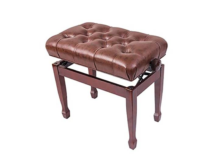 iumLeap Leder-Klavierbank, weiches Echtleder, verstellbare Klavierbank, mit massiver Hartholzkonstruktion, 55 x 34 x 47-57 cm, Teakholz (Teakholz)