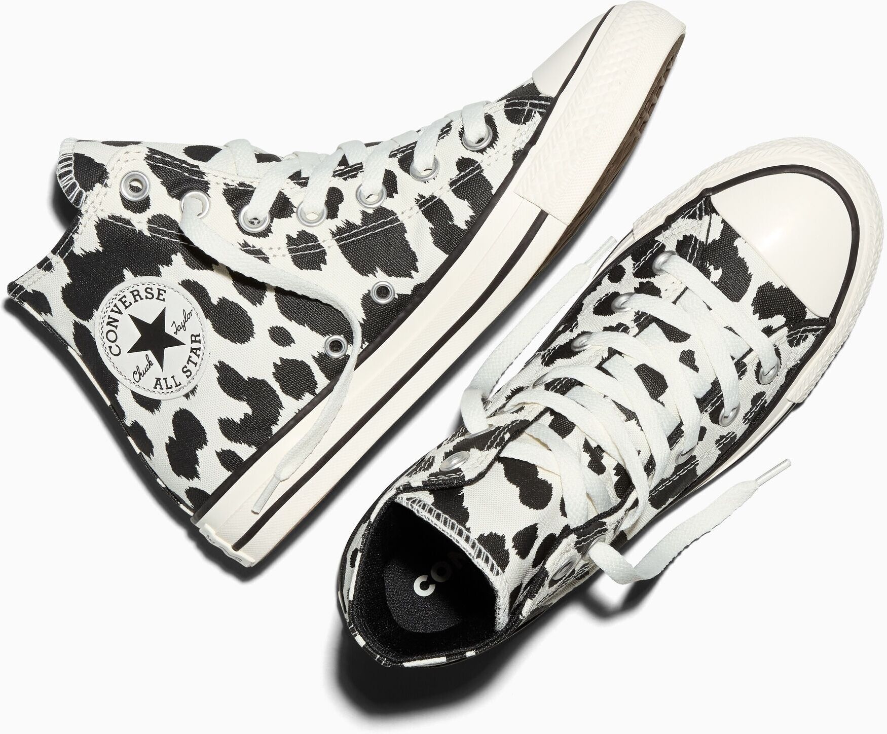 Sneaker CONVERSE "CHUCK TAYLOR ALL STAR COW PRINT", Damen, Gr. 36, schwarz-weiß (schwarz, egret, schwarz), Textil, Schuhe Sneaker