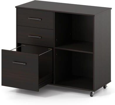 Costway 3-Drawer Mobile Lateral File Cabinet Printer Stand-Espresso