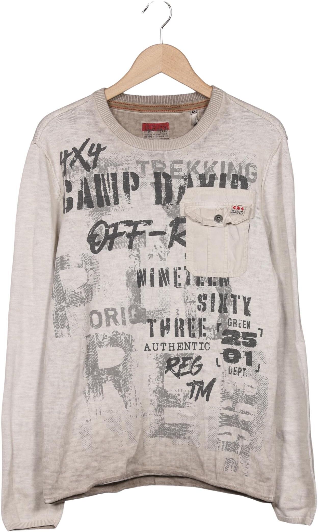 Camp David Herren Pullover, Beige, Gr. M, Baumwolle - Second Hand